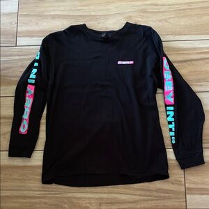 Obey Black Long Sleeve Shirt with Pink and Blue Graphics